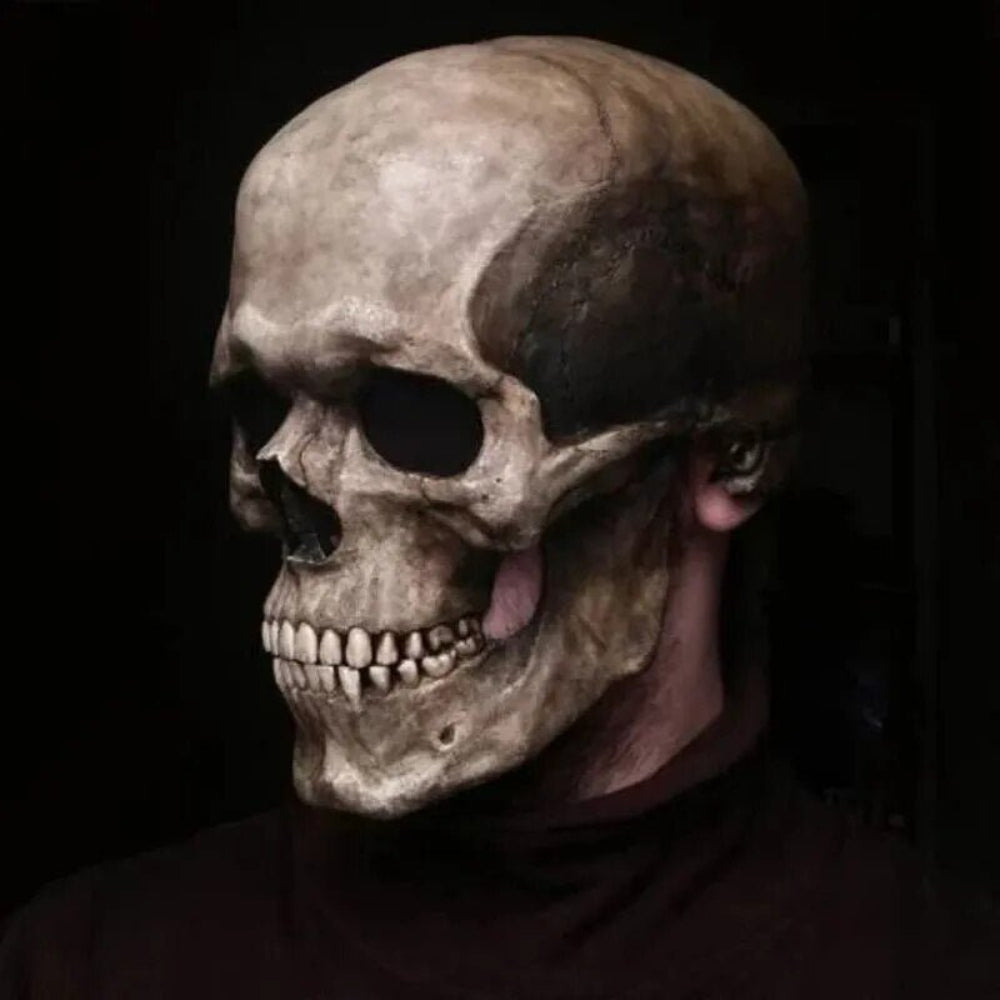 Skull Mask Movable Jaw Latex Full Head Costume