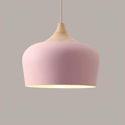 Elegant Metal and Wood Pendant Light in Pastel Colours for Home Decor