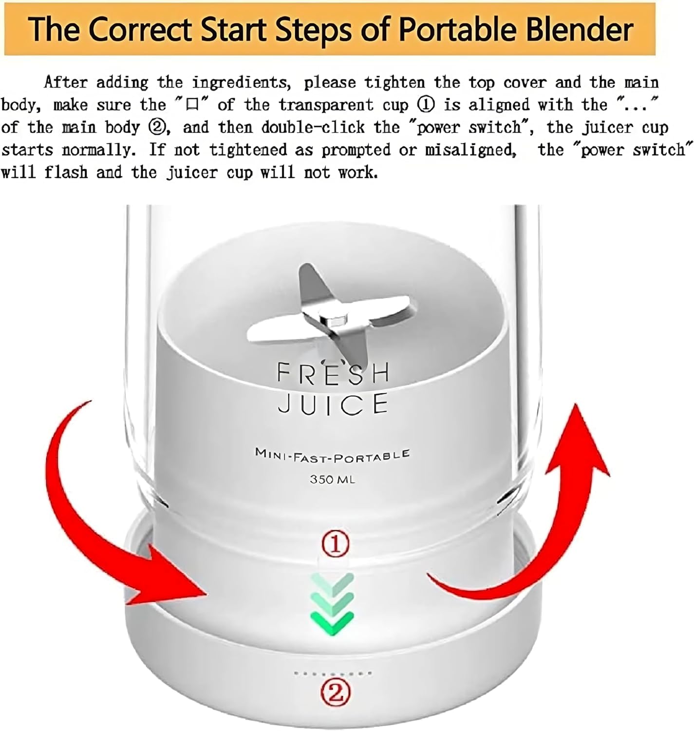 Portable Blender USB Rechargeable Personal Mixer for Smoothies Shakes