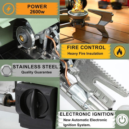 Portable Camping Stove Gas Butane Fuel 3000 Watts Stainless Steel