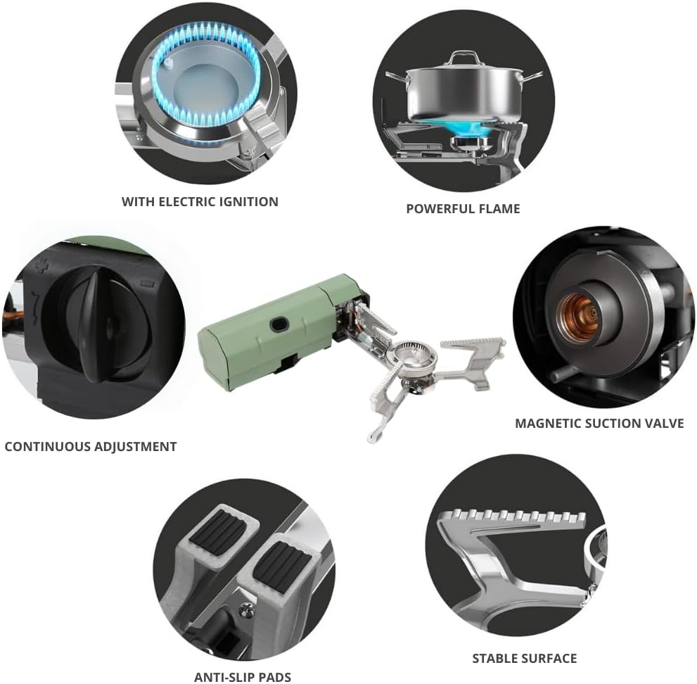 Portable Camping Stove Gas Butane Fuel 3000 Watts Stainless Steel