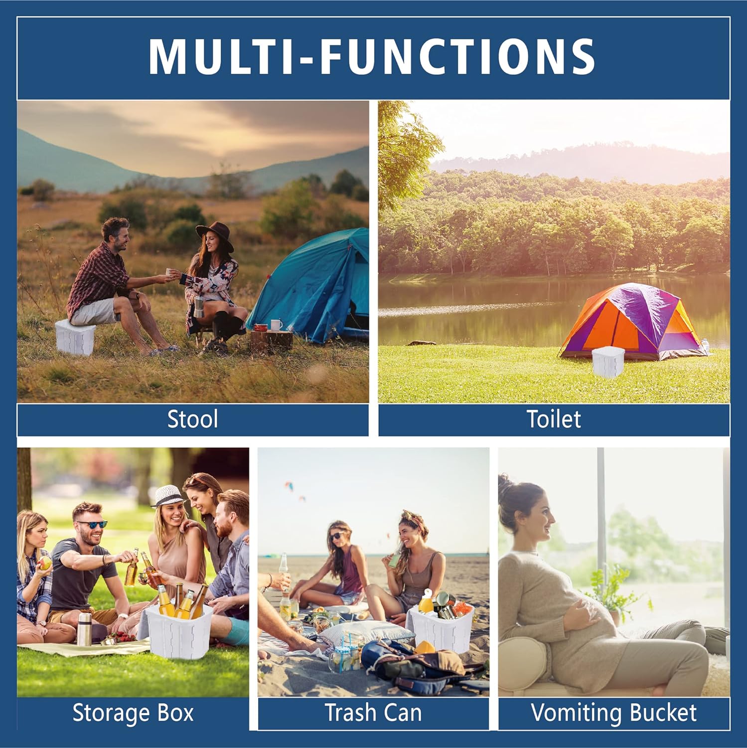 Portable Camping Toilet Folding Toilet Seat Outdoor Toilet