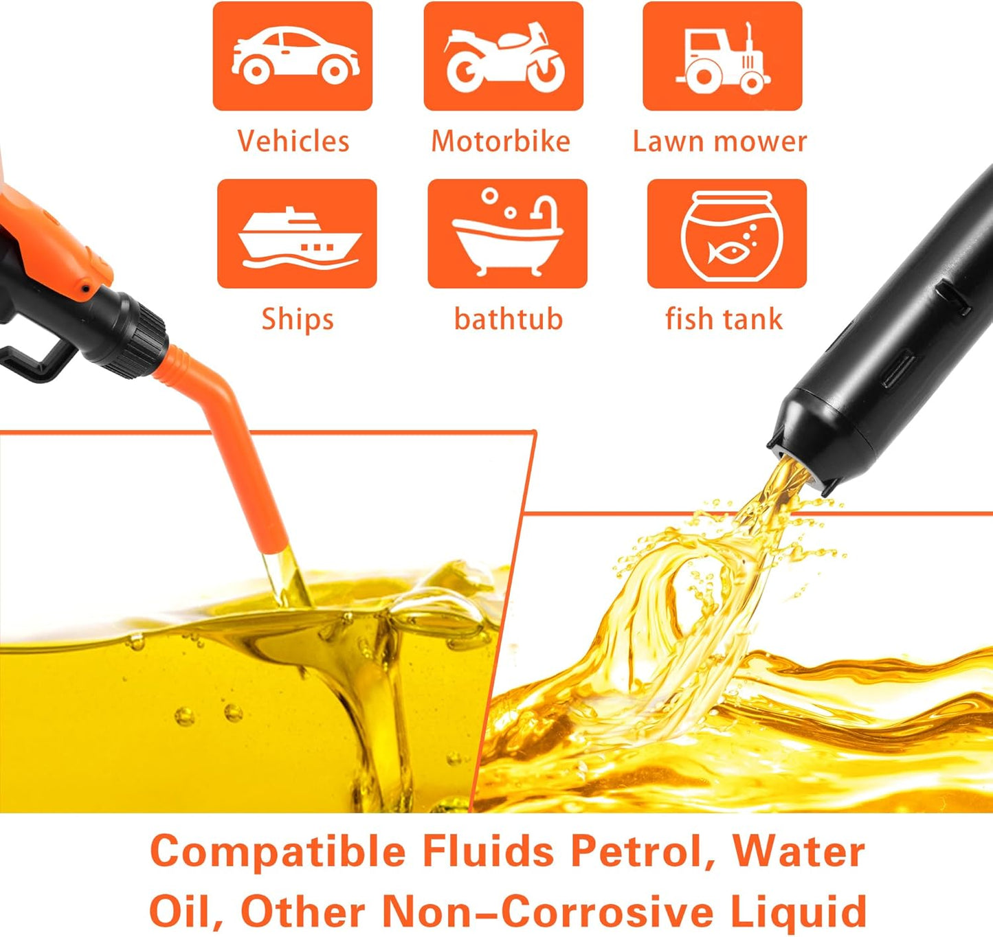 Portable Fuel Transfer Pump – Battery Powered Siphon for Gasoline & Car