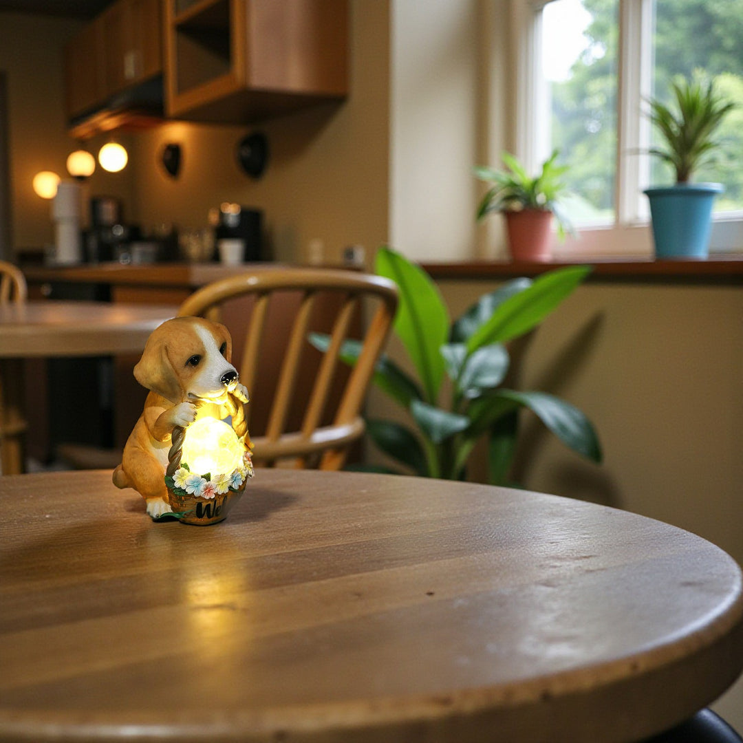 Solar Dog Garden Light with LED Globe for Outdoor Decor