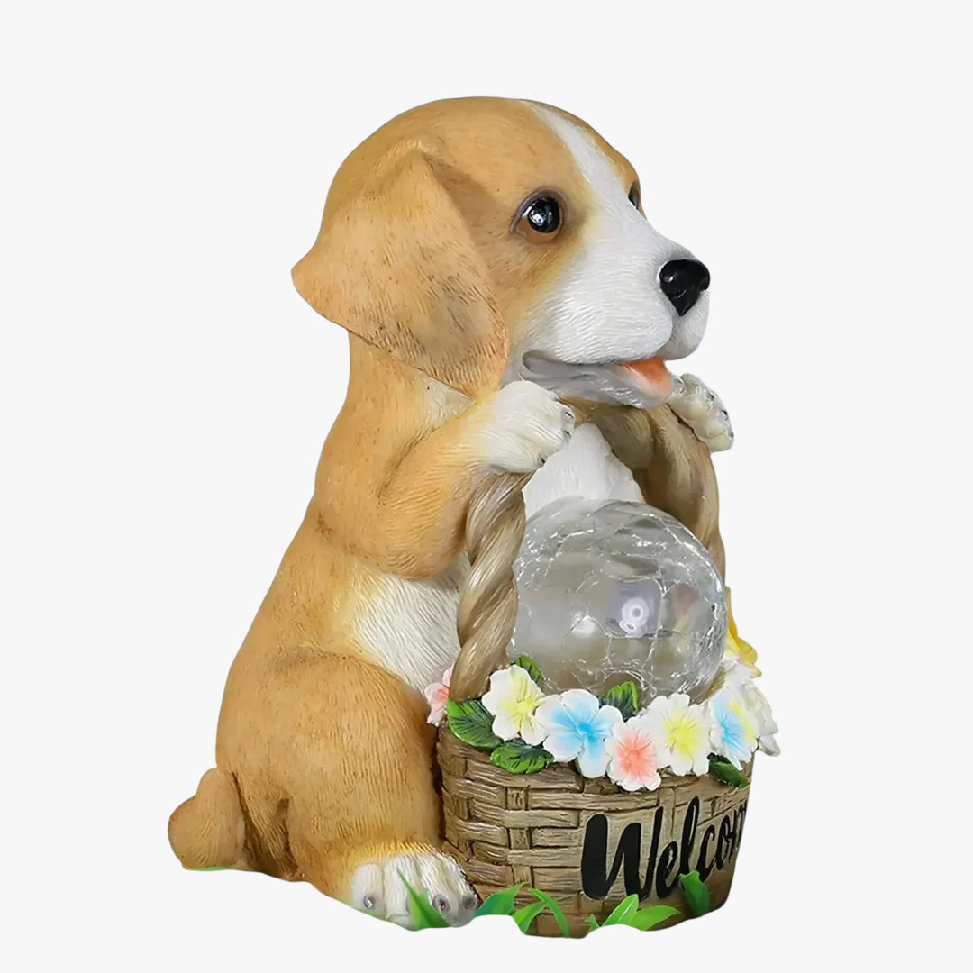 Solar Dog Garden Light with LED Globe for Outdoor Decor