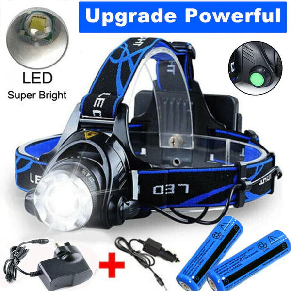 Rechargeable LED Headlamp Zoomable Tactical Flashlight
