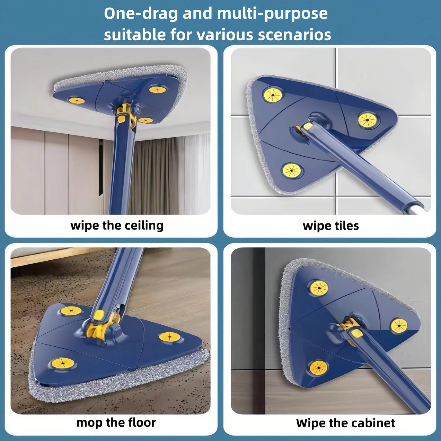 Rotating Floor Mop – 360° Triangle Cleaner for Hardwood & Tile Shine