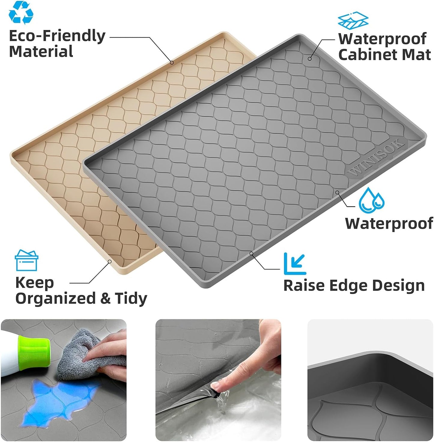 Silicone Under Sink Mat Waterproof Shelf Liner Cabinet Protector