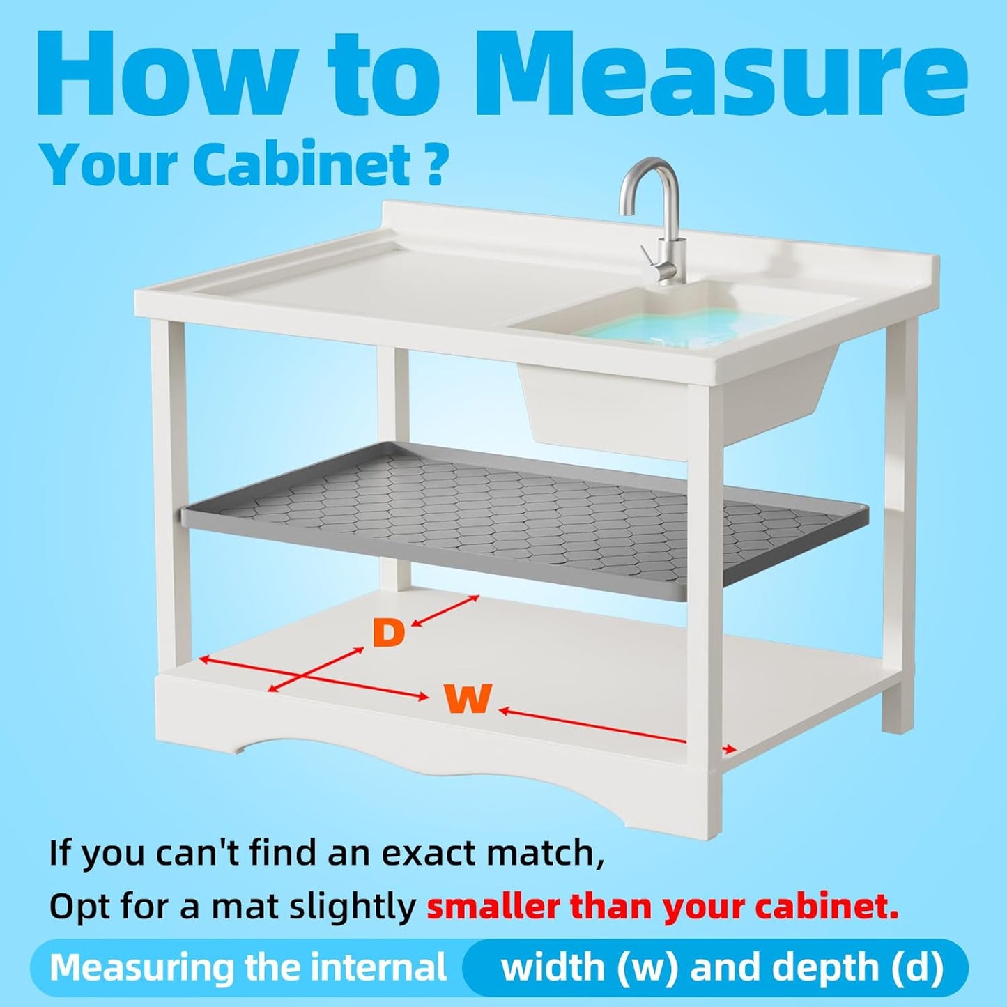 Silicone Under Sink Mat Waterproof Shelf Liner Cabinet Protector