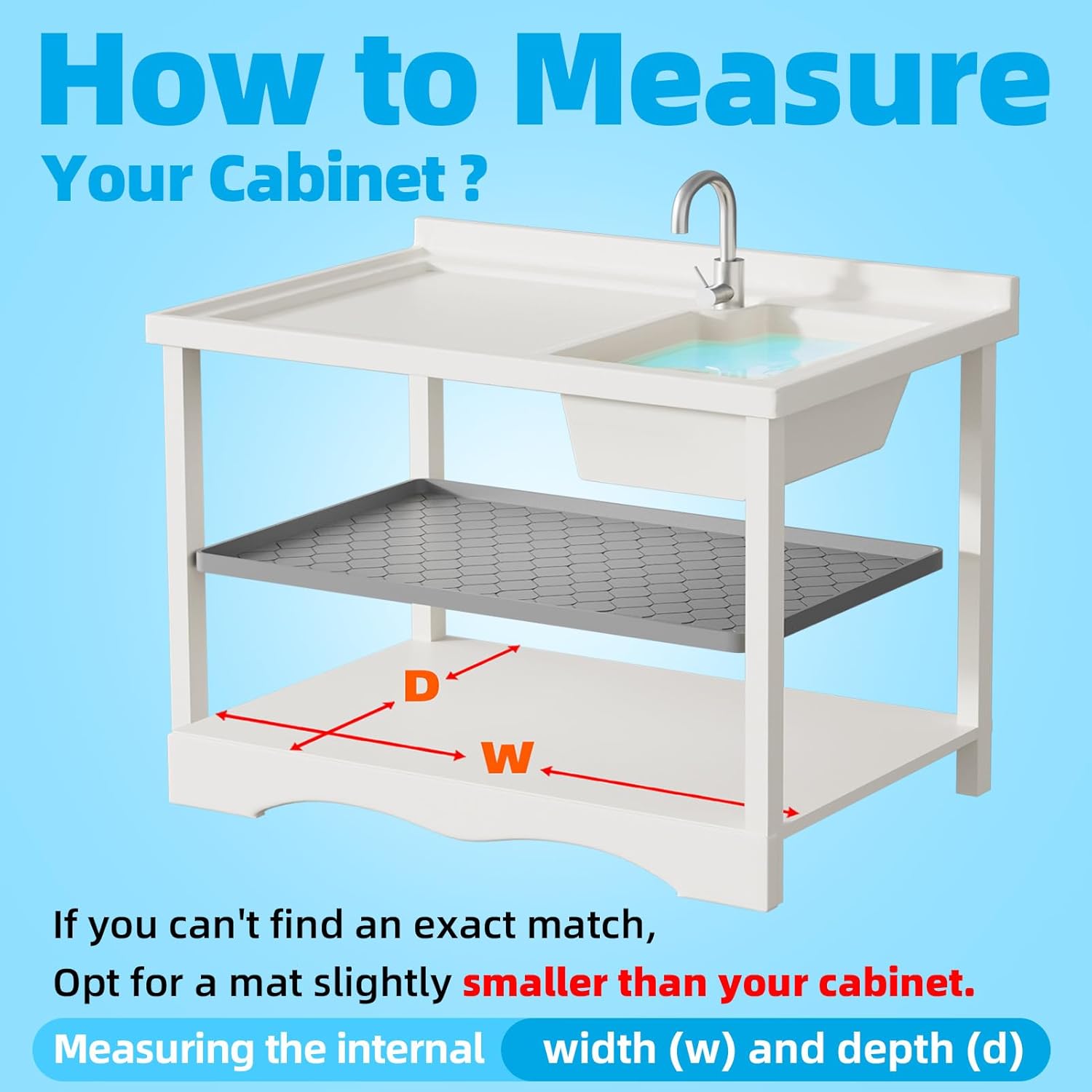 Silicone Under Sink Mat Waterproof Shelf Liner Cabinet Protector