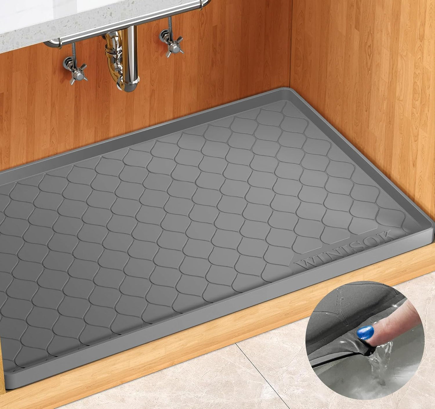 Silicone Under Sink Mat Waterproof Shelf Liner Cabinet Protector