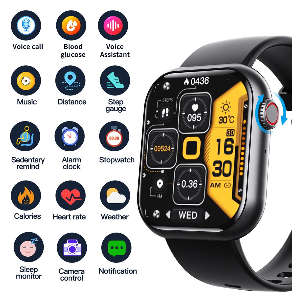 Smartwatch for Blood Sugar Blood Pressure Heart Rate Sleep Monitoring
