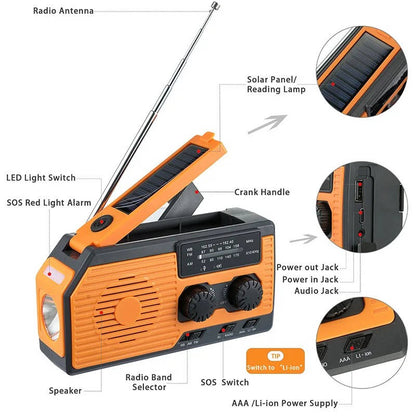 Solar Hand Crank Emergency Radio with USB and Flashlight