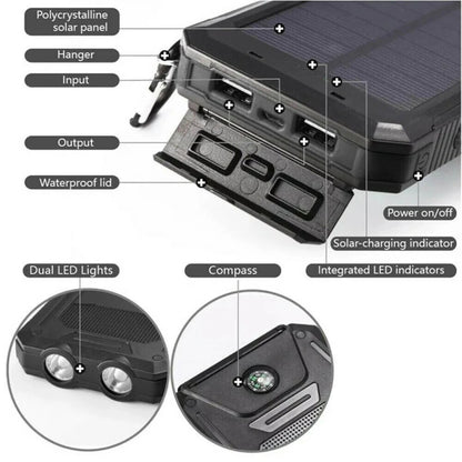 Solar Power Bank Waterproof Charger