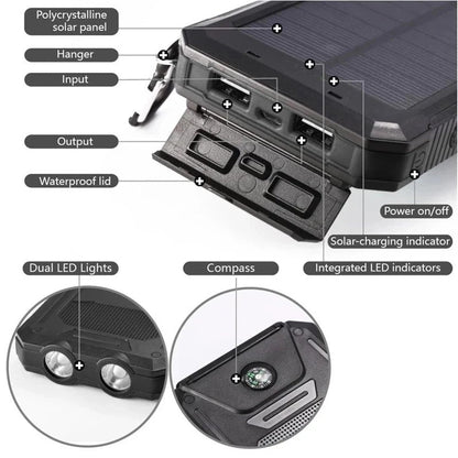 Solar Power Bank Waterproof Charger Outdoor Torch