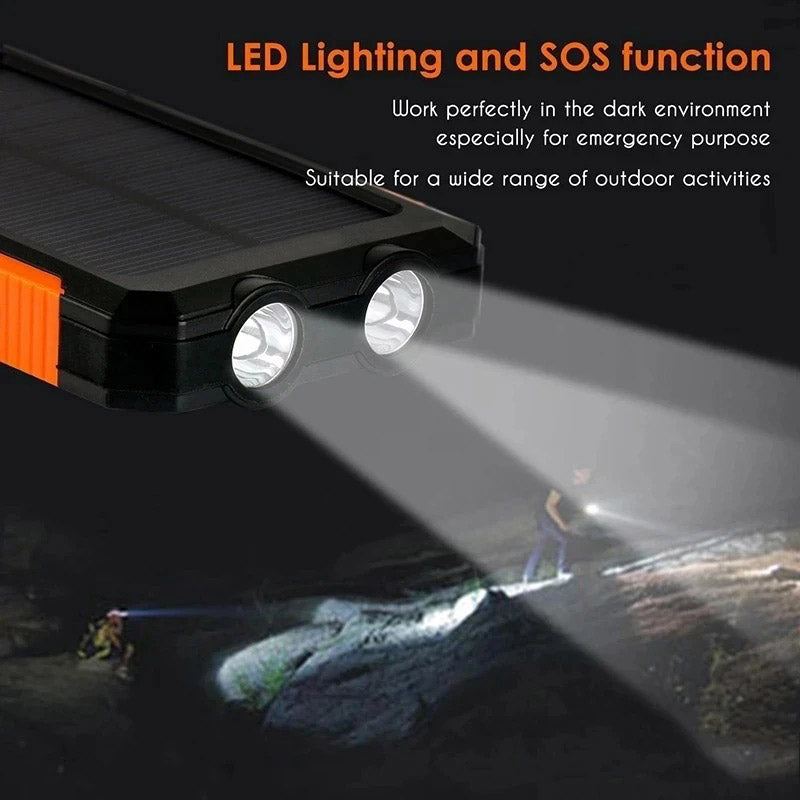Solar Power Bank Waterproof Charger Outdoor Torch