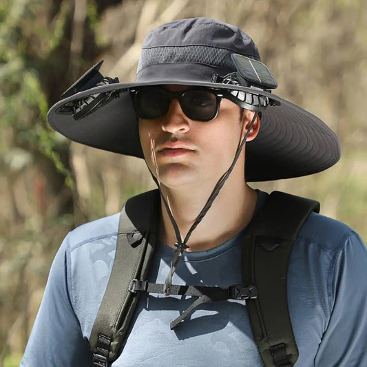 2025 New Solar Fan Outdoor Fishing Hat-Solar Sun Protection Sun Hat with Fan Solar