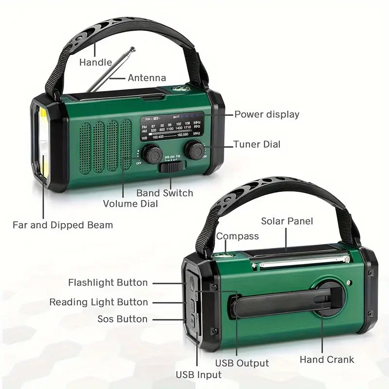 Solar Radio Flashlight Emergency Hunting Gear