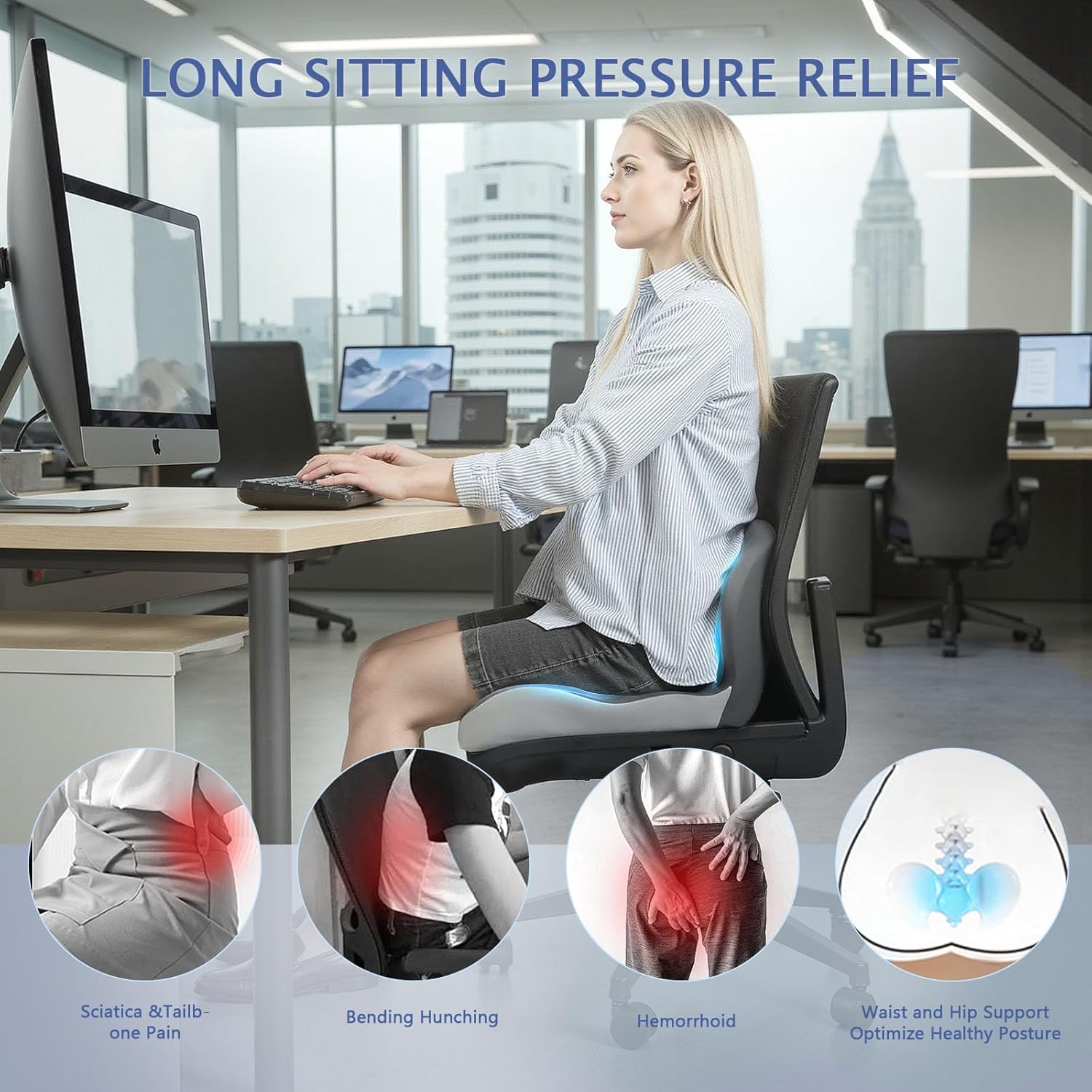 Truck car Seat Cushion Memory Foam with Lumbar Support