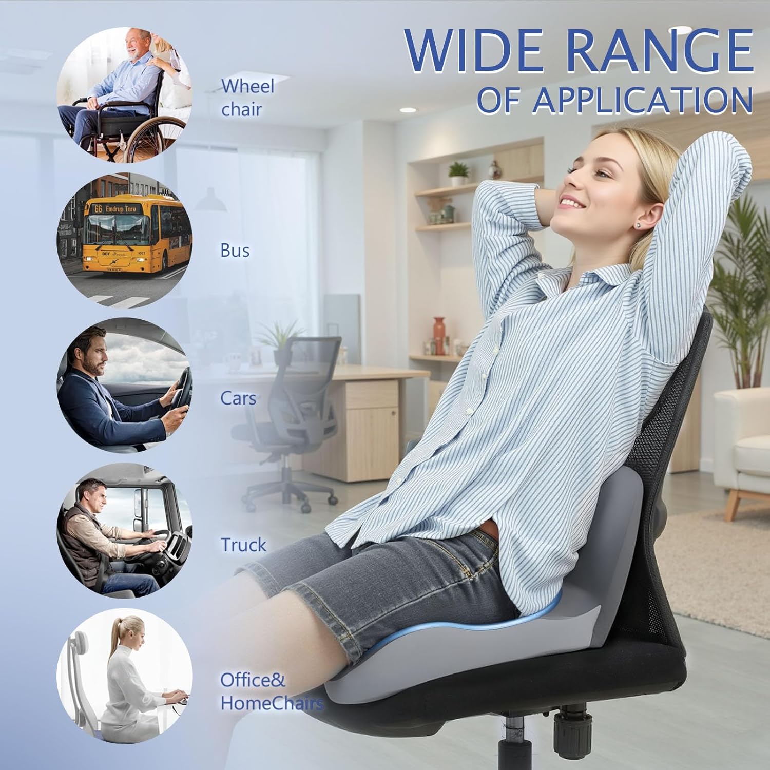 Truck car Seat Cushion Memory Foam with Lumbar Support