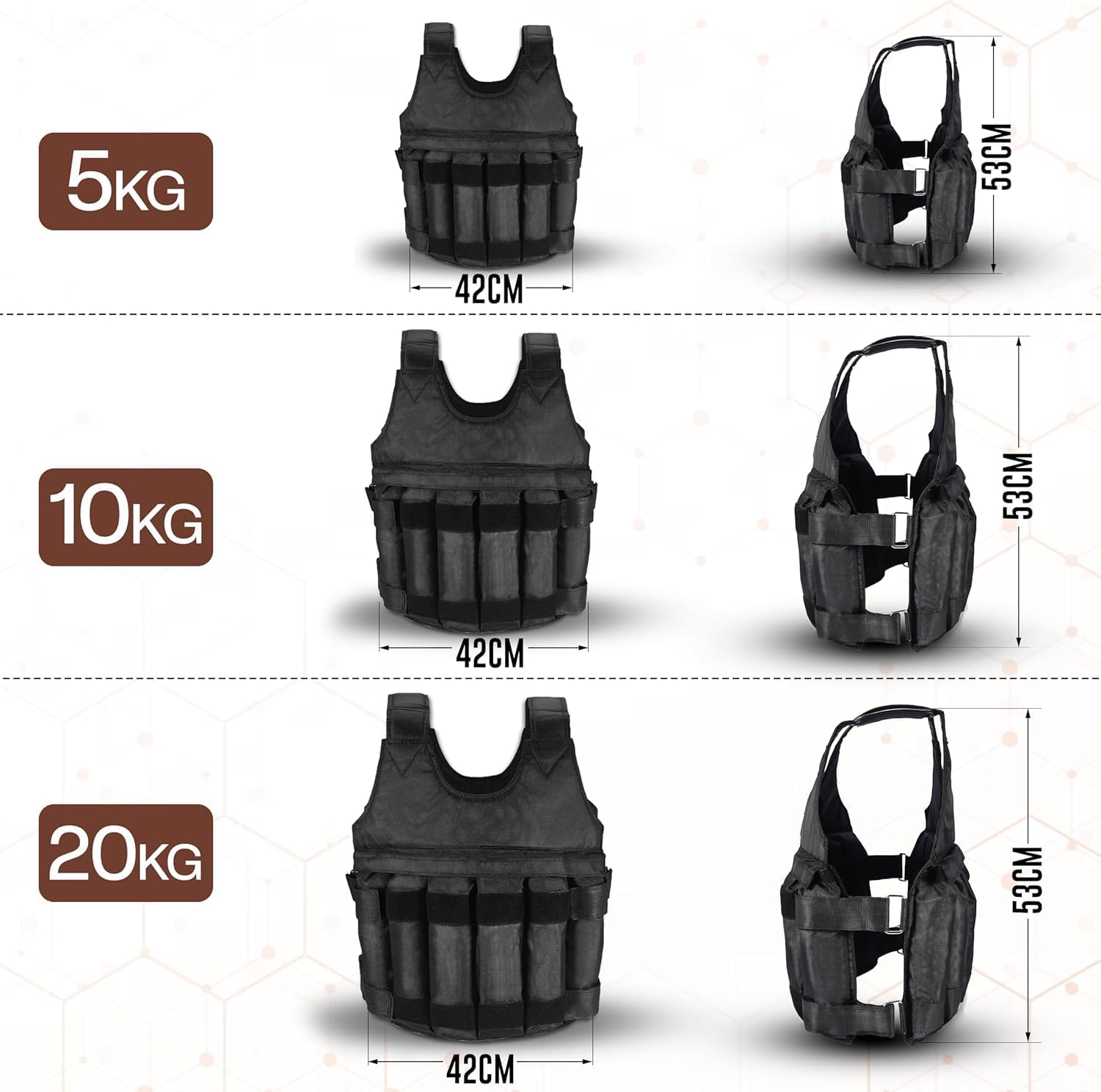 Weighted Vest for Men & Women – 5Kg 10Kg 20Kg Durable Weight Vest for Training