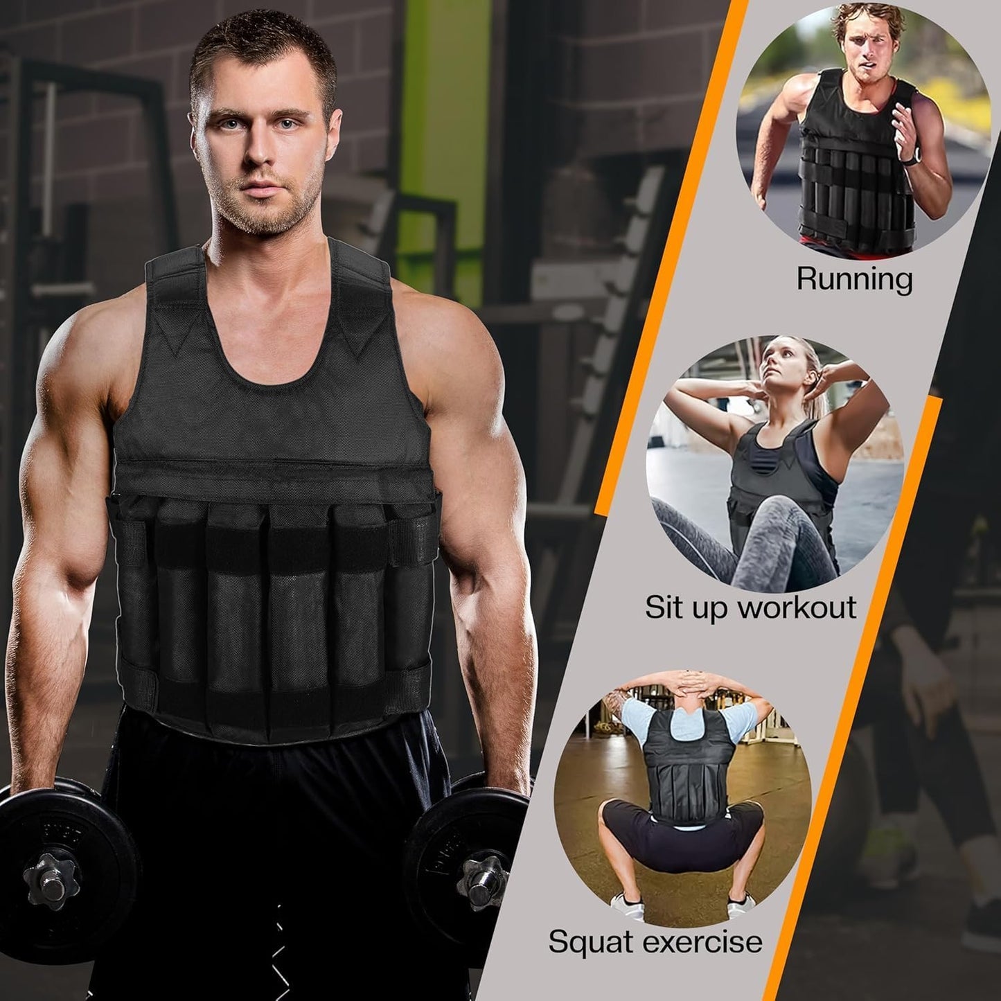Weighted Vest for Men & Women – 5Kg 10Kg 20Kg Durable Weight Vest for Training
