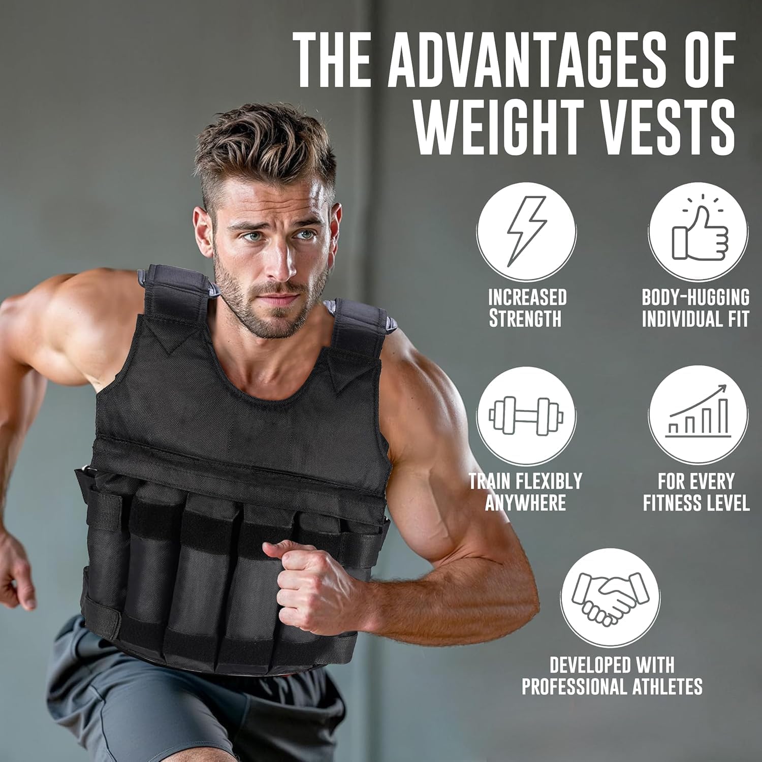 Weighted Vest for Men & Women – 5Kg 10Kg 20Kg Durable Weight Vest for Training