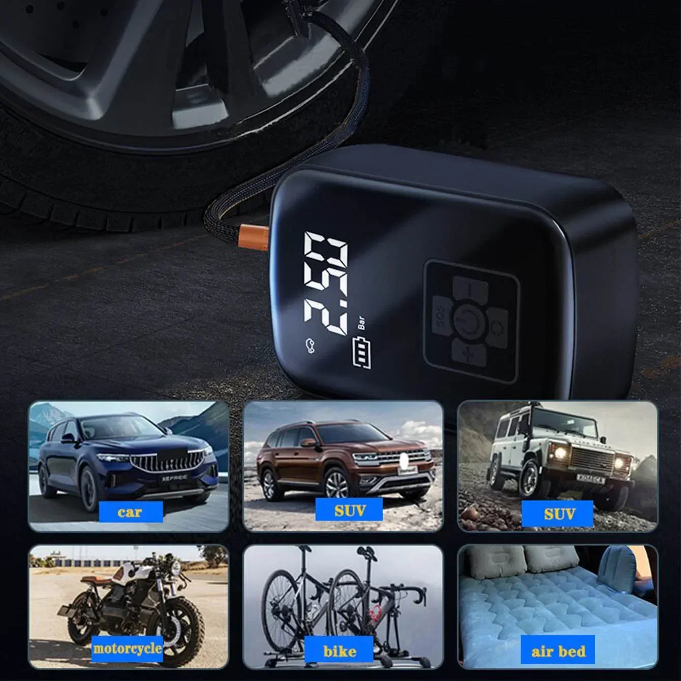 Wireless Car Air Compressor with Digital Display