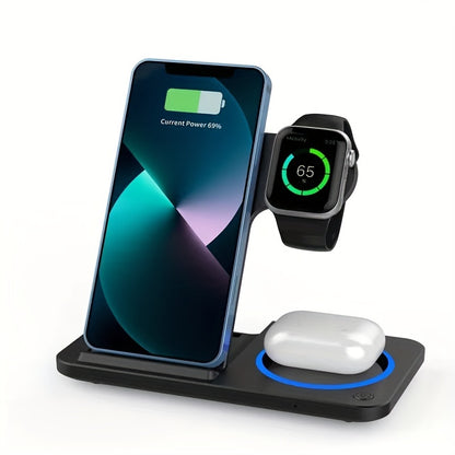 Wireless Charger Station – 3 in 1 Fast Charging Dock for iPhone, AirPods, Apple Watch