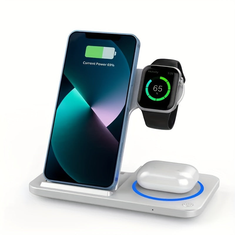 Wireless Charger Station – 3 in 1 Fast Charging Dock for iPhone, AirPods, Apple Watch