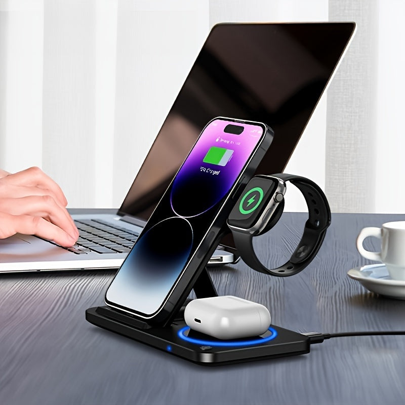 Wireless Charger Station – 3 in 1 Fast Charging Dock for iPhone, AirPods, Apple Watch