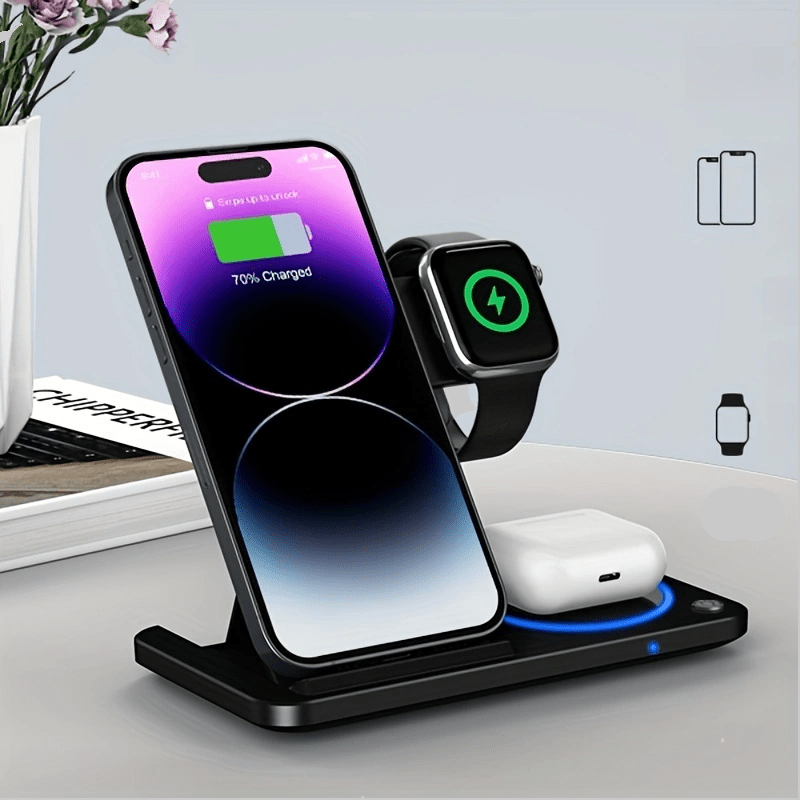 Wireless Charger Station – 3 in 1 Fast Charging Dock for iPhone, AirPods, Apple Watch