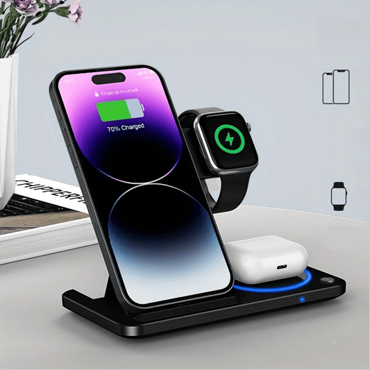 Wireless Charger Station – 3 in 1 Fast Charging Dock for iPhone, AirPods, Apple Watch