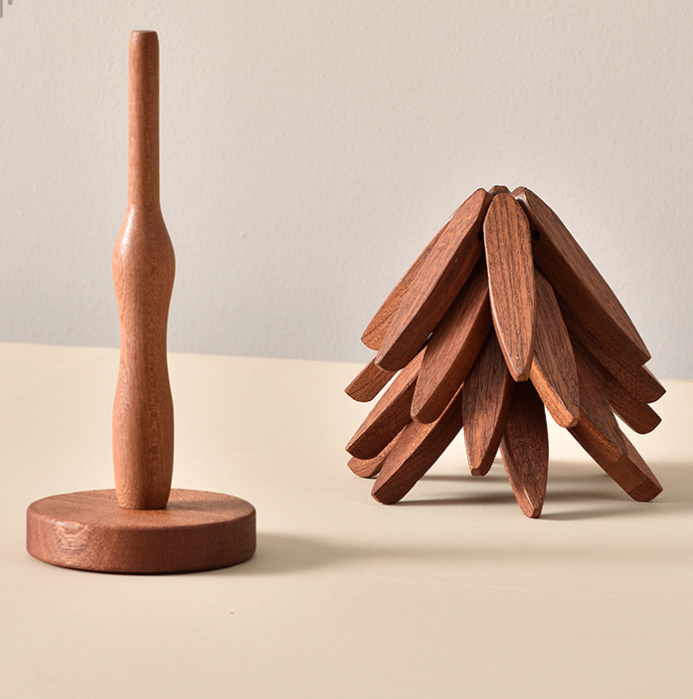 Wood Coasters Set Rustic Handmade Dining Table Accessories